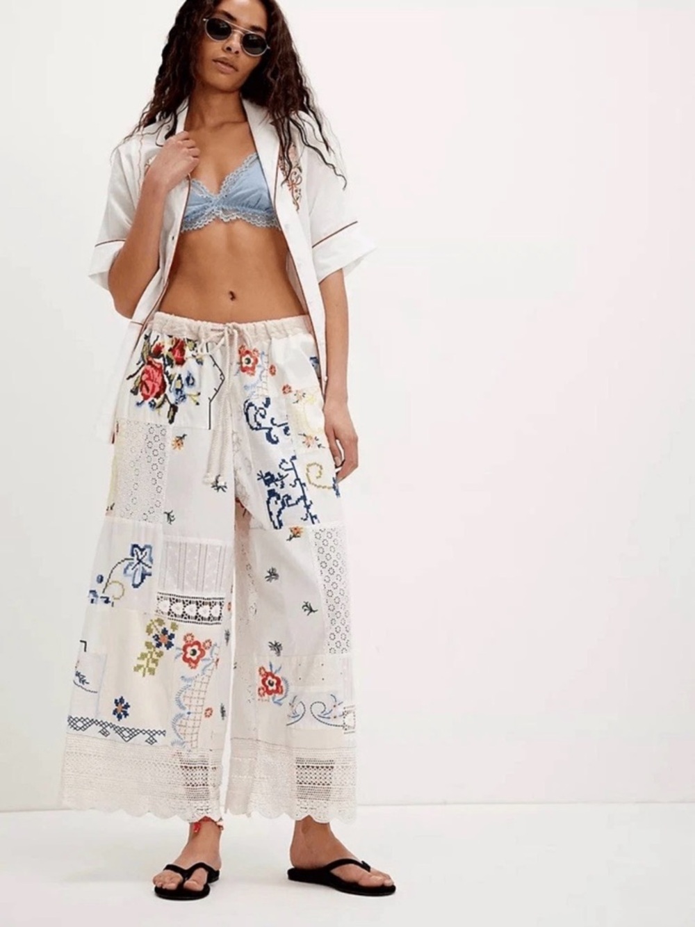 ISO — free people embroidery patchwork pants/ Size SMALL
